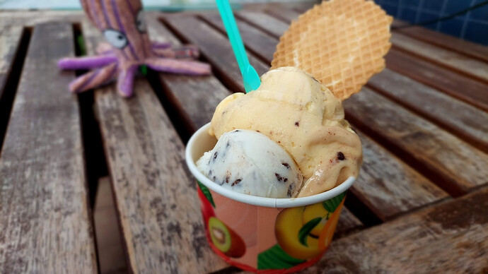 zwei Kugeln Eis im Becher