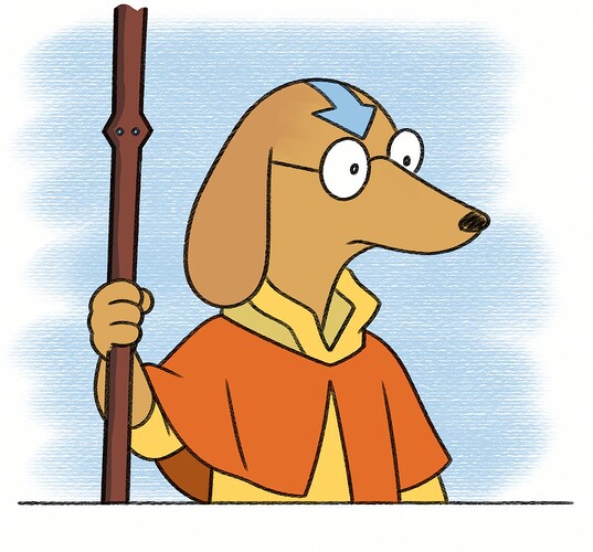 Dackel im Aang Cosplay