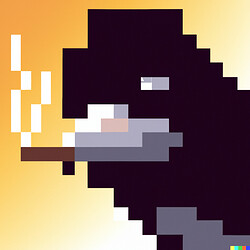 DALL·E 2022-07-19 20.59.21 - cool crow with shades smokes cigarette during sunset - pixel style