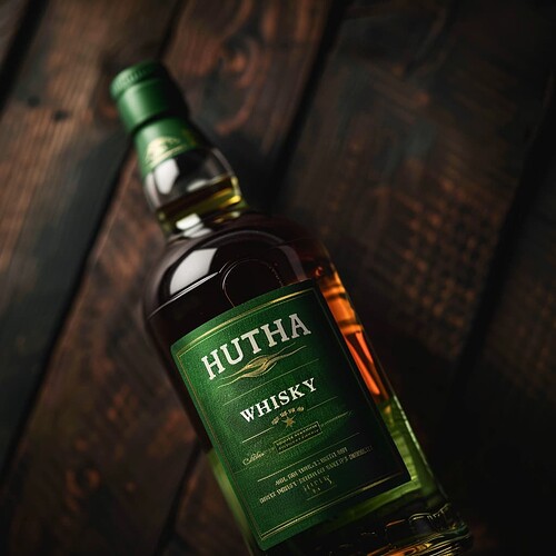 queoai_product_photography_bottle_of_whisky_with_the_text_HUTHA_a9dcf7b0-fda3-418a-94af-dd7c0cff8a08