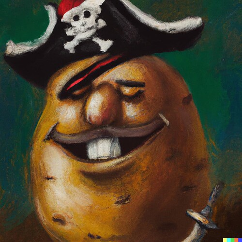 DALL·E 2022-08-23 09.58.41 - Potato as pirate captain, oil painting