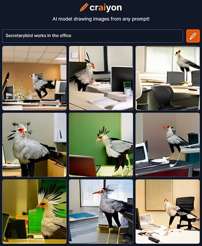 craiyon_202244_Secretarybird_works_in_the_office