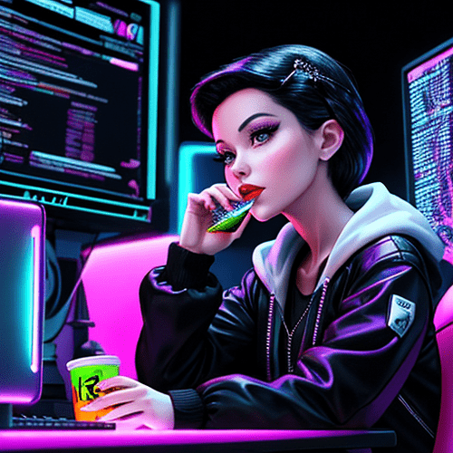 snow_white_as_hacker_sitting_in_front_of_computer_snacking_chips_and_slurping_energy_drink_synthwave_3787938376