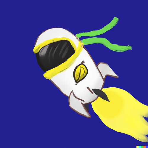 DALL·E 2022-07-19 20.48.55 - a rocket bean with a yellow helmet flying through space