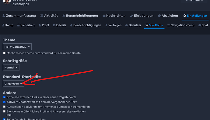 Screenshot 2023-11-15 at 20-20-55 Oberfläche - Einstellungen - electrojack - Forum • Rocket Beans TV